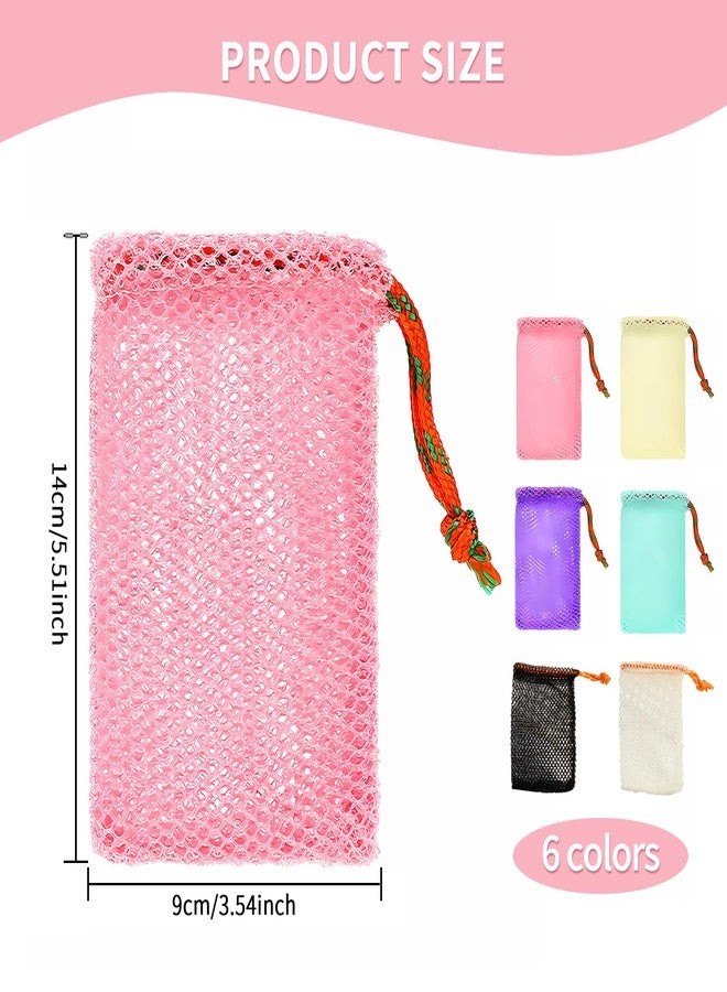 QIYUDA 6 Pack Bar Soap Bag, Exfoliating Net Mesh Soap Savers Pouch Drawstring Holder Bags for Shower - Image 2